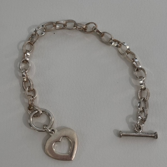 Silpada heart cut out oval chain toggle bracelet sterling silver - Picture 3 of 6
